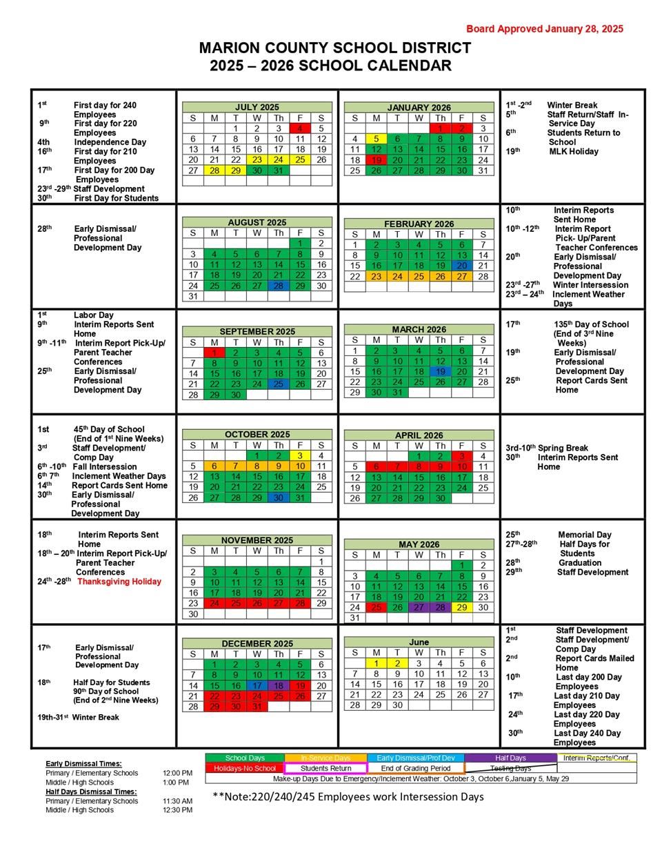  2025-2026 School Calendar